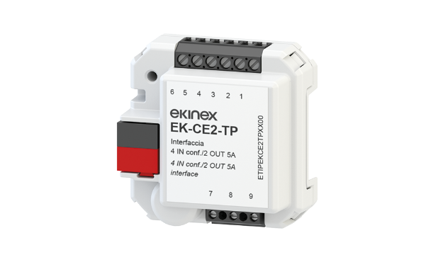 Ekinex Universal interface CE2 (4 IN conf. / 2 OUT relais 5A)