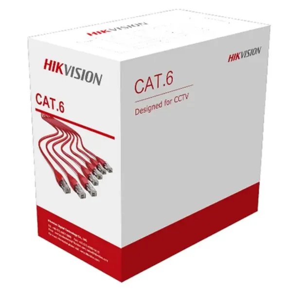 Hikvision, 305 Meter, 4Pairs CAT6 UTP Network Cable, SOLID-Bare Copper, CCA, 0.585 mm