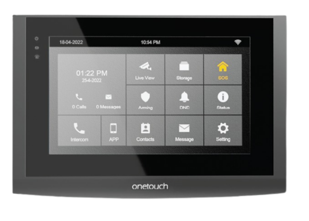 Onetouch, 7 Inch SIP Linux Based Screen, Dual Interface, PoE based, For Home (Black & Silver)