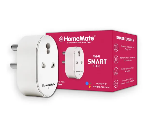 HomeMate, WiFi Smart Plug Socket 16A, With Energy Metering, Type - M, Suitable for Small appliances, Works with Amazon Alexa, Google Assistant and Siri