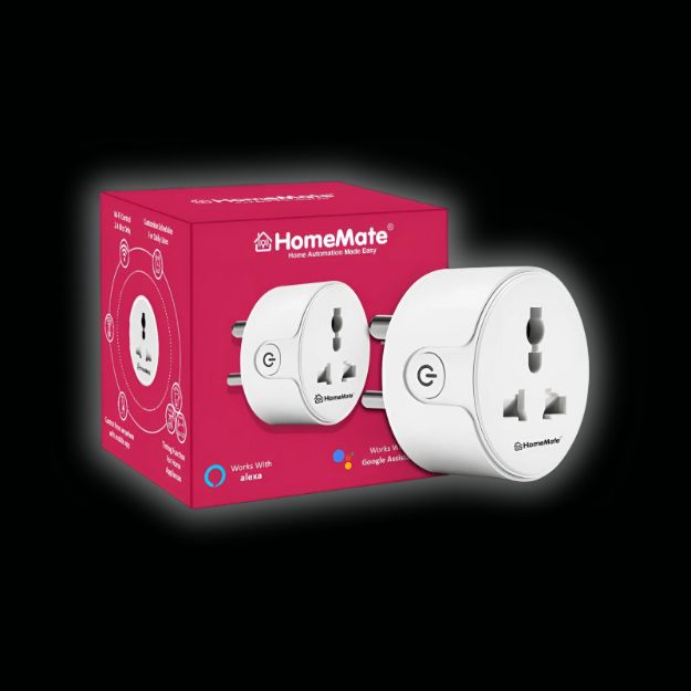 HomeMate, WiFi Smart Plug Socket 10A, With Energy Metering, Type - D, Suitable for Small appliances, Works with Amazon Alexa, Google Assistant and Siri