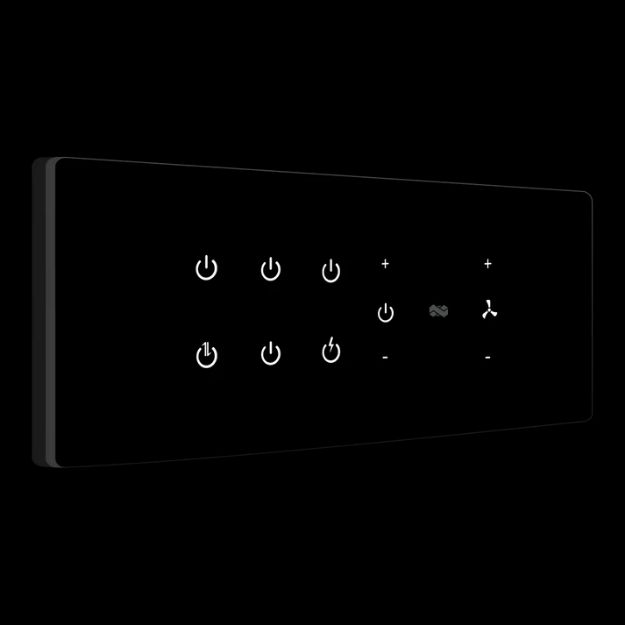 Iotics, Smart Touch Switch, 8 Gang (6 Switch + 1 Dimmer + 1 Fan) IR Remote & Wi-Fi 