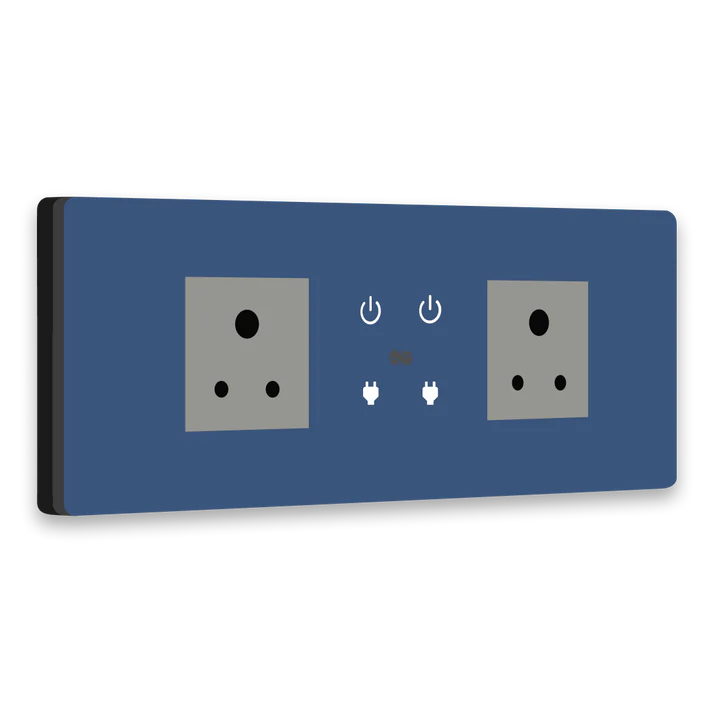 Iotics, Smart Touch Switch, 8 Gang (2 Switch + 2 Plug) IR Remote & Wi-Fi