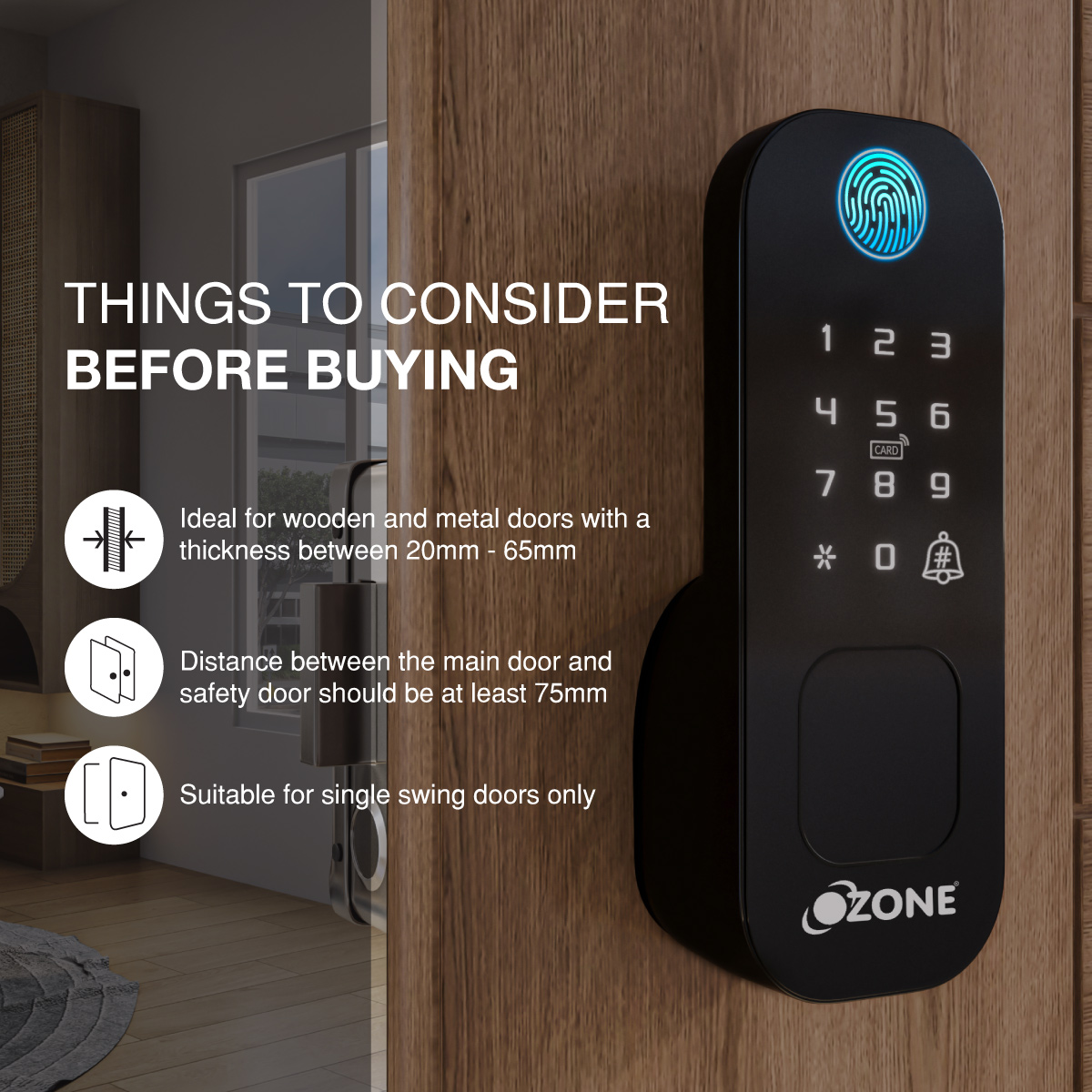 Ozone Double Sided Fingerprint Rim Lock