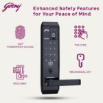 Picture of Godrej Smart Lock I Advantis Revolution Digital Lock for Wooden Door |for Main Door | 4 in 1 Access | Pin Access | Fingerprint | RFID Card | Mechanical Key | Black | 3Yrs Warranty I Free Installation