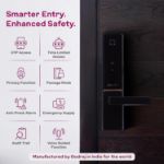 Picture of Godrej Locks Godrej Digital Lock I Advantis GSL D1 Lock for Main Door I 7 Access Mode IFingerprint|RFID|PIN Code|NFC|Bluetooth App I Mechanical Key I Wi-Fi ACS I VDP Compatible I Rose Gold Finish | 3Yrs Warranty Smart Door Lock  (Rose Gold)
