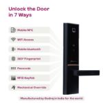 Picture of Godrej Locks Godrej Digital Lock I Advantis GSL D1 Lock for Main Door I 7 Access Mode IFingerprint|RFID|PIN Code|NFC|Bluetooth App I Mechanical Key I Wi-Fi ACS I VDP Compatible I Vegas Gold Finish | 3Yrs Warranty Smart Door Lock  (Vegas Gold)