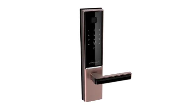 Picture of Godrej Locks Godrej Digital Lock I Advantis GSL D1 Lock for Main Door I 7 Access Mode IFingerprint|RFID|PIN Code|NFC|Bluetooth App I Mechanical Key I Wi-Fi ACS I VDP Compatible I Vegas Gold Finish | 3Yrs Warranty Smart Door Lock  (Vegas Gold)
