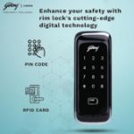 Picture of Godrej Advantis Rimtronic RF Digital Lock for Wooden Door | 2 in 1 Access | PIN Access | RFID Card | Black