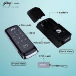 Picture of Godrej Advantis Rimtronic RF Digital Lock for Wooden Door | 2 in 1 Access | PIN Access | RFID Card | Black