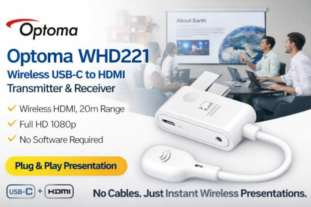 Picture of Optoma WHD221 Wireless USB-C to HDMI Transmitter & Receiver | 1080p Plug & Play Wireless Presentation System